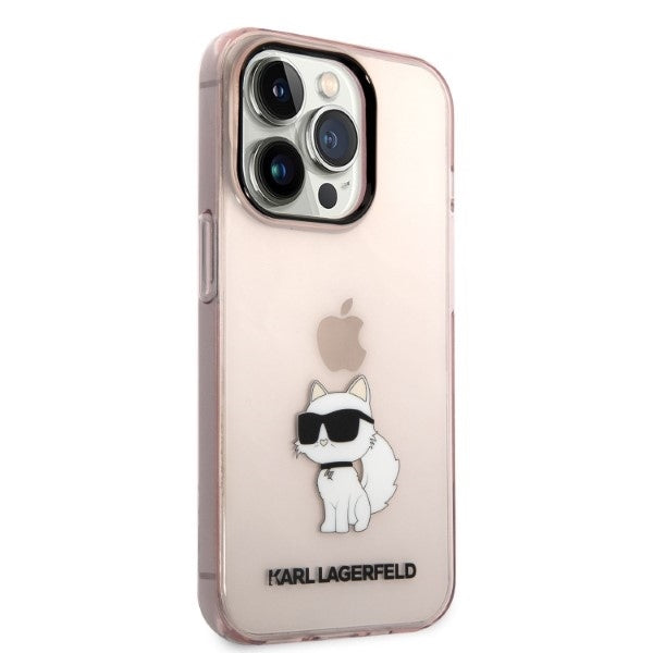 Hoes voor Apple iPhone 14 Pro, Karl Lagerfeld, Ikonik Choupette, Roze