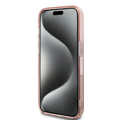 Hoes voor Apple iPhone 14 Pro, Karl Lagerfeld, IML Luxury Monogram Choupette's Head, Roze