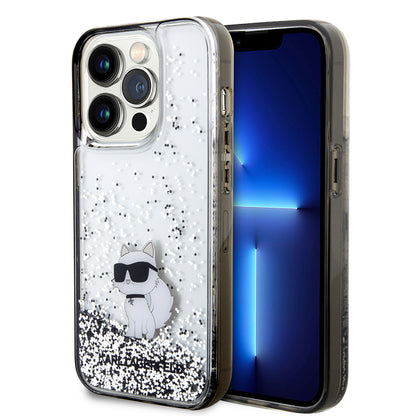 Hoes voor Apple iPhone 14 Pro, Karl Lagerfeld, Liquid Glitter Choupette, Transparant