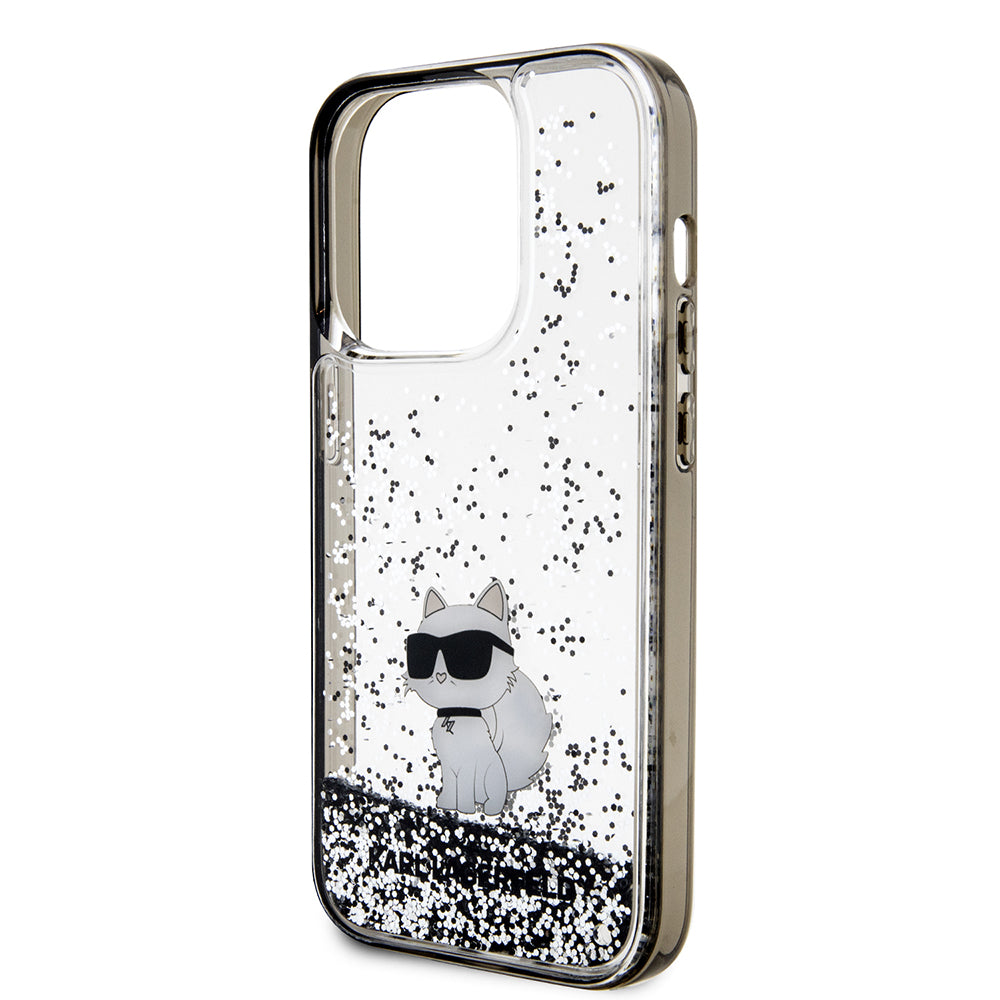 Hoes voor Apple iPhone 14 Pro, Karl Lagerfeld, Liquid Glitter Choupette, Transparant