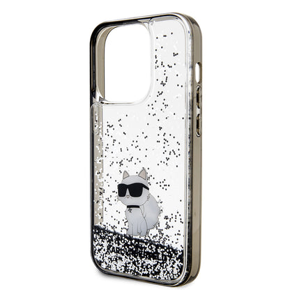 Hoes voor Apple iPhone 14 Pro, Karl Lagerfeld, Liquid Glitter Choupette, Transparant