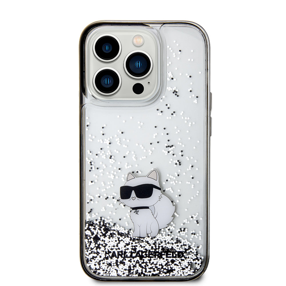 Hoes voor Apple iPhone 14 Pro, Karl Lagerfeld, Liquid Glitter Choupette, Transparant