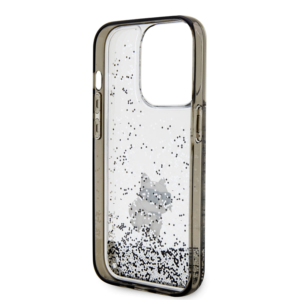 Hoes voor Apple iPhone 14 Pro, Karl Lagerfeld, Liquid Glitter Choupette, Transparant