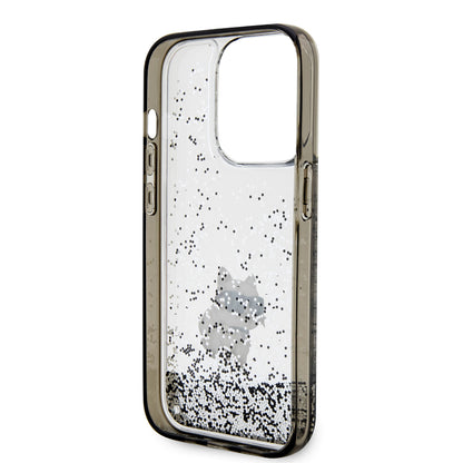 Hoes voor Apple iPhone 14 Pro, Karl Lagerfeld, Liquid Glitter Choupette, Transparant