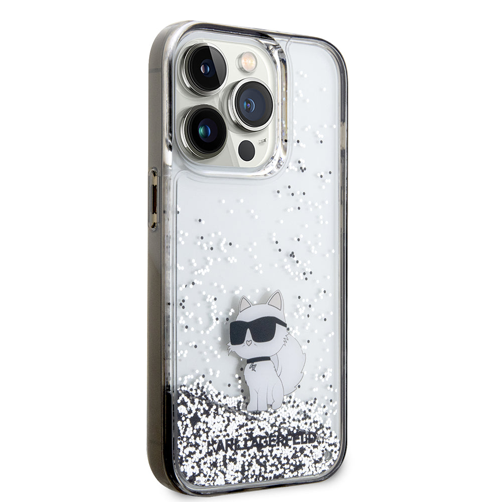 Hoes voor Apple iPhone 14 Pro, Karl Lagerfeld, Liquid Glitter Choupette, Transparant