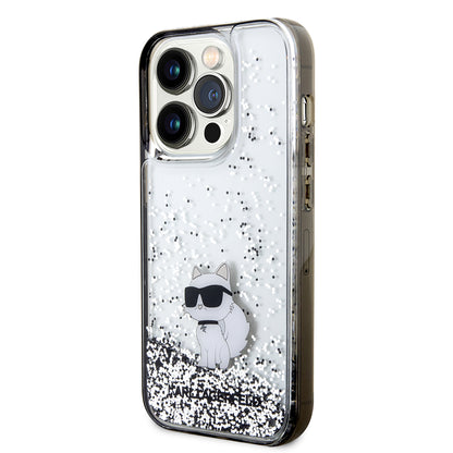 Hoes voor Apple iPhone 14 Pro, Karl Lagerfeld, Liquid Glitter Choupette, Transparant