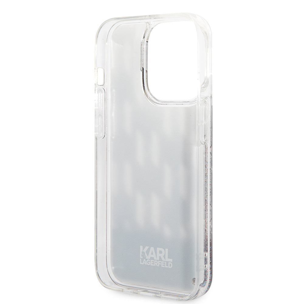 Hoes voor Apple iPhone 14 Pro, Karl Lagerfeld, Liquid Glitter Monogram, Zwart