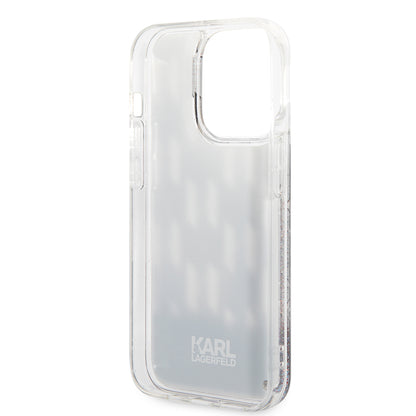 Hoes voor Apple iPhone 14 Pro, Karl Lagerfeld, Liquid Glitter Monogram, Zwart