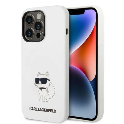 Hoes voor Apple iPhone 14 Pro, Karl Lagerfeld, Silicone Choupette, Wit
