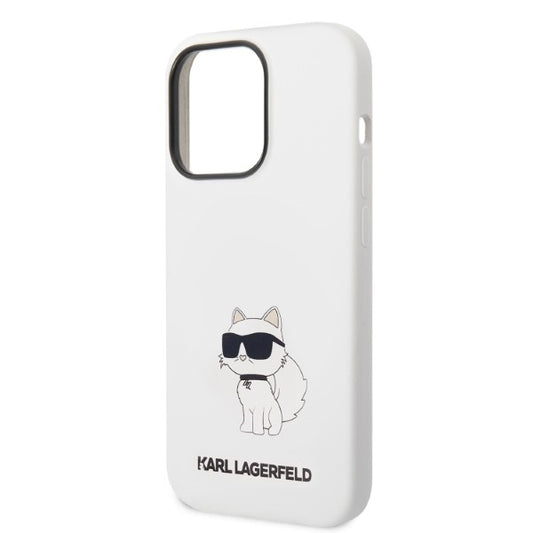 Hoes voor Apple iPhone 14 Pro, Karl Lagerfeld, Silicone Choupette, Wit