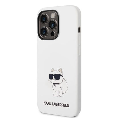 Hoes voor Apple iPhone 14 Pro, Karl Lagerfeld, Silicone Choupette, Wit