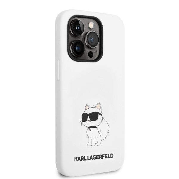 Hoes voor Apple iPhone 14 Pro, Karl Lagerfeld, Silicone Choupette, Wit