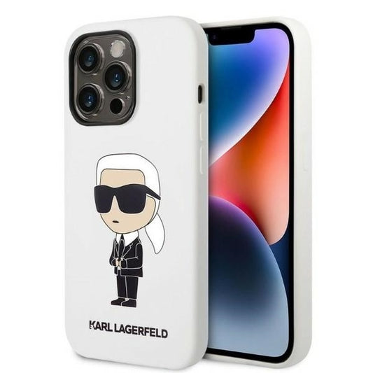 Hoes voor Apple iPhone 14 Pro, Karl Lagerfeld, Silicone Ikonik NFT, Wit
