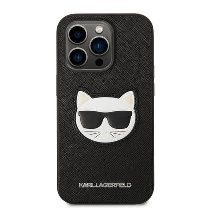 Hoes voor Apple iPhone 14 Pro, Karl Lagerfeld, Saffiano Choupette's Head, Zwart