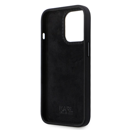 Hoes voor Apple iPhone 14 Pro, Karl Lagerfeld, Silicone Choupette Metal, Zwart
