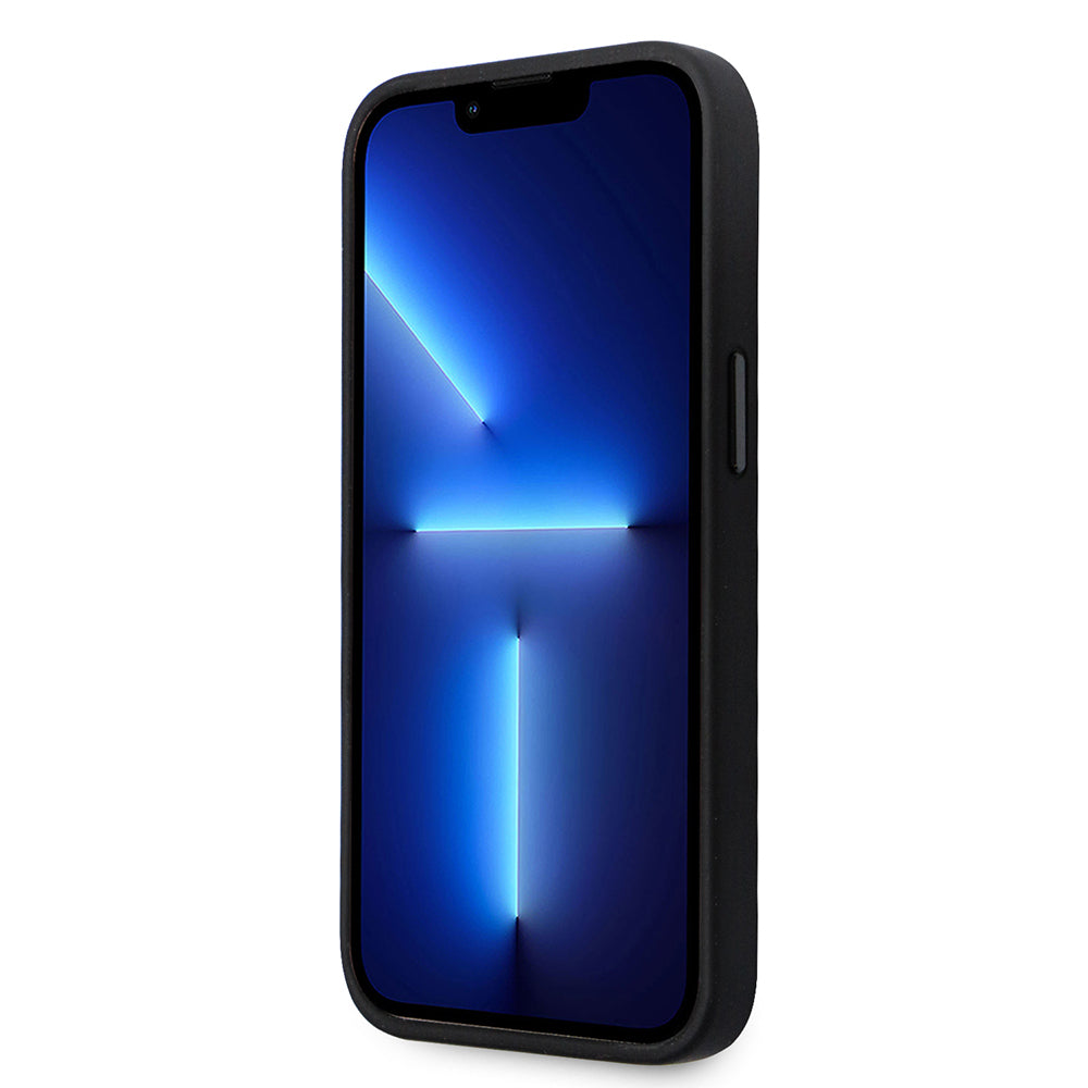 Hoes voor Apple iPhone 14 Pro, Karl Lagerfeld, Silicone Ikonik Karl Metal, Zwart