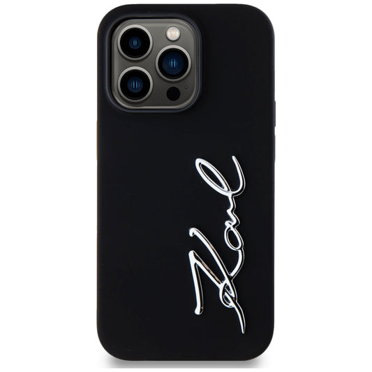Hoes voor Apple iPhone 14 Pro, Karl Lagerfeld, Silicone Karl Script, Zwart