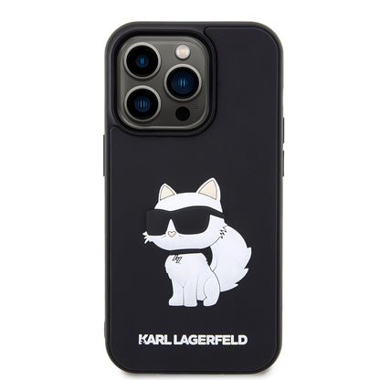 Hoes voor Apple iPhone 14 Pro Max, Karl Lagerfeld, 3D Rubber Choupette, Zwart