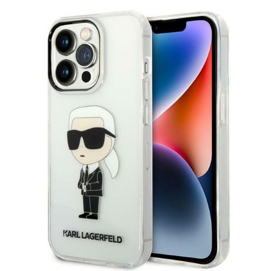 Hoes voor Apple iPhone 14 Pro Max, Karl Lagerfeld, Ikonik Karl, Transparant