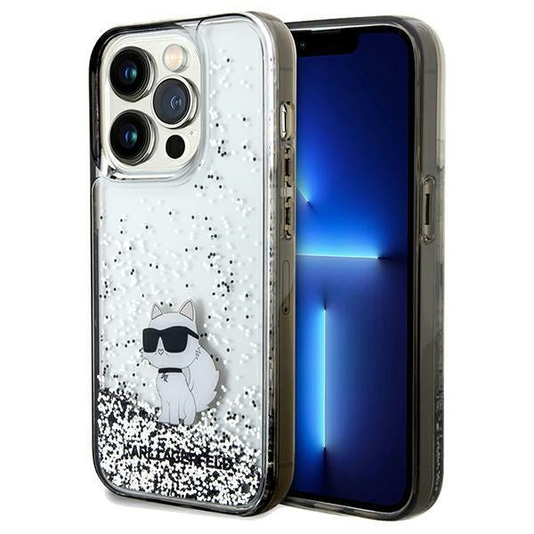 Hoes voor Apple iPhone 14 Pro Max, Karl Lagerfeld, Liquid Glitter Choupette, Transparant