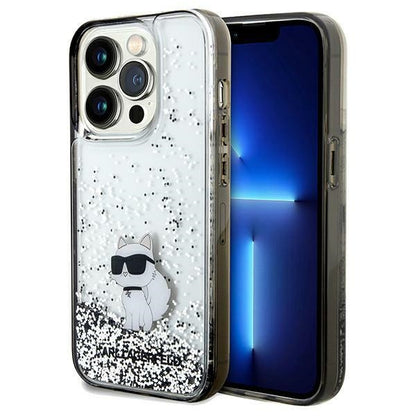 Hoes voor Apple iPhone 14 Pro Max, Karl Lagerfeld, Liquid Glitter Choupette, Transparant
