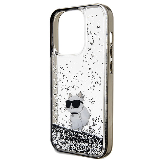 Hoes voor Apple iPhone 14 Pro Max, Karl Lagerfeld, Liquid Glitter Choupette, Transparant