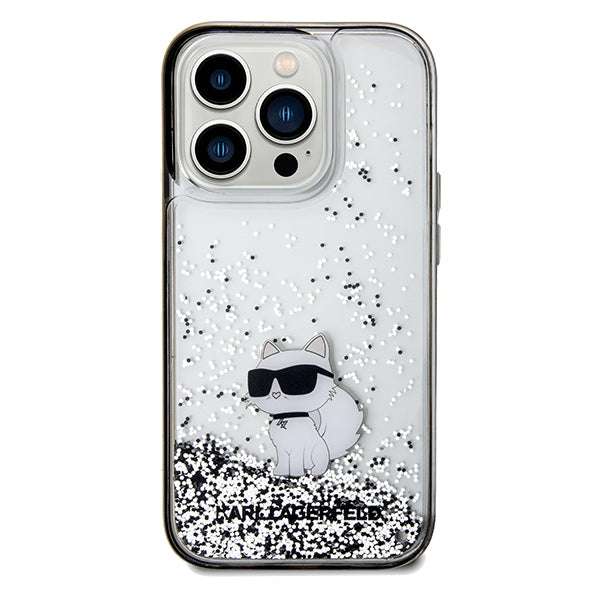 Hoes voor Apple iPhone 14 Pro Max, Karl Lagerfeld, Liquid Glitter Choupette, Transparant