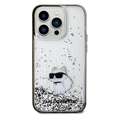 Hoes voor Apple iPhone 14 Pro Max, Karl Lagerfeld, Liquid Glitter Choupette, Transparant