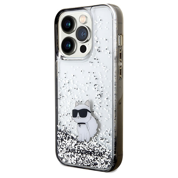Hoes voor Apple iPhone 14 Pro Max, Karl Lagerfeld, Liquid Glitter Choupette, Transparant
