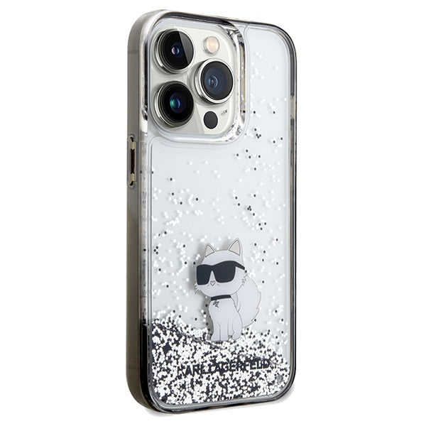 Hoes voor Apple iPhone 14 Pro Max, Karl Lagerfeld, Liquid Glitter Choupette, Transparant