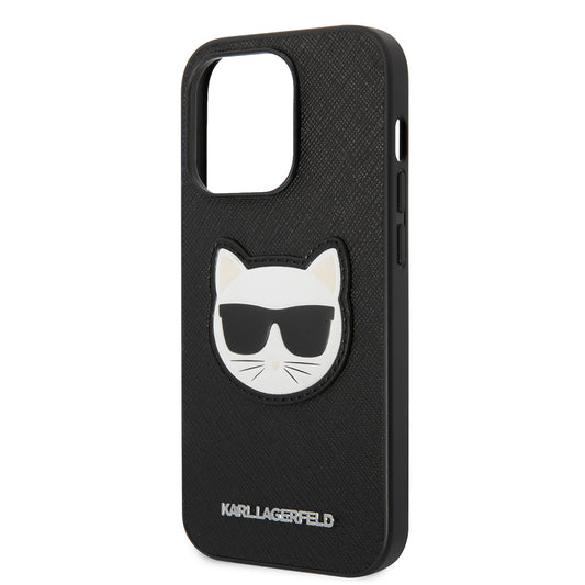 Hoes voor Apple iPhone 14 Pro Max, Karl Lagerfeld, Saffiano Choupette's Head, Zwart
