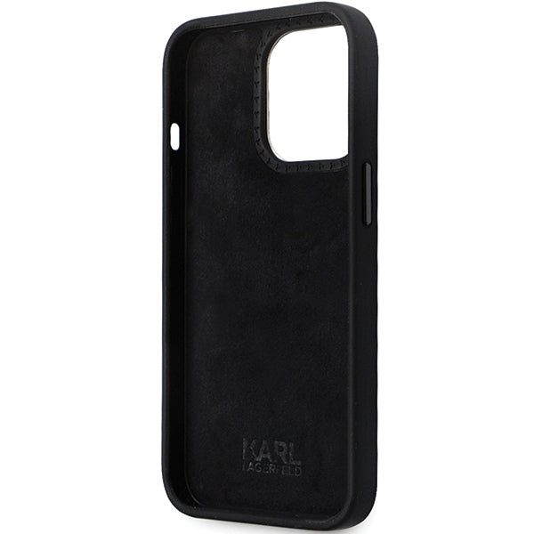 Hoes voor Apple iPhone 14 Pro Max, Karl Lagerfeld, Silicone Ikonik Karl Metal, Zwart