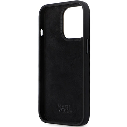 Hoes voor Apple iPhone 14 Pro Max, Karl Lagerfeld, Silicone Ikonik Karl Metal, Zwart
