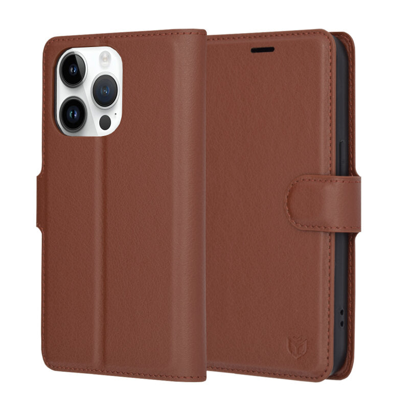 Hoes voor Apple iPhone 14 Pro, Techsuit, Leather Folio, Bruin