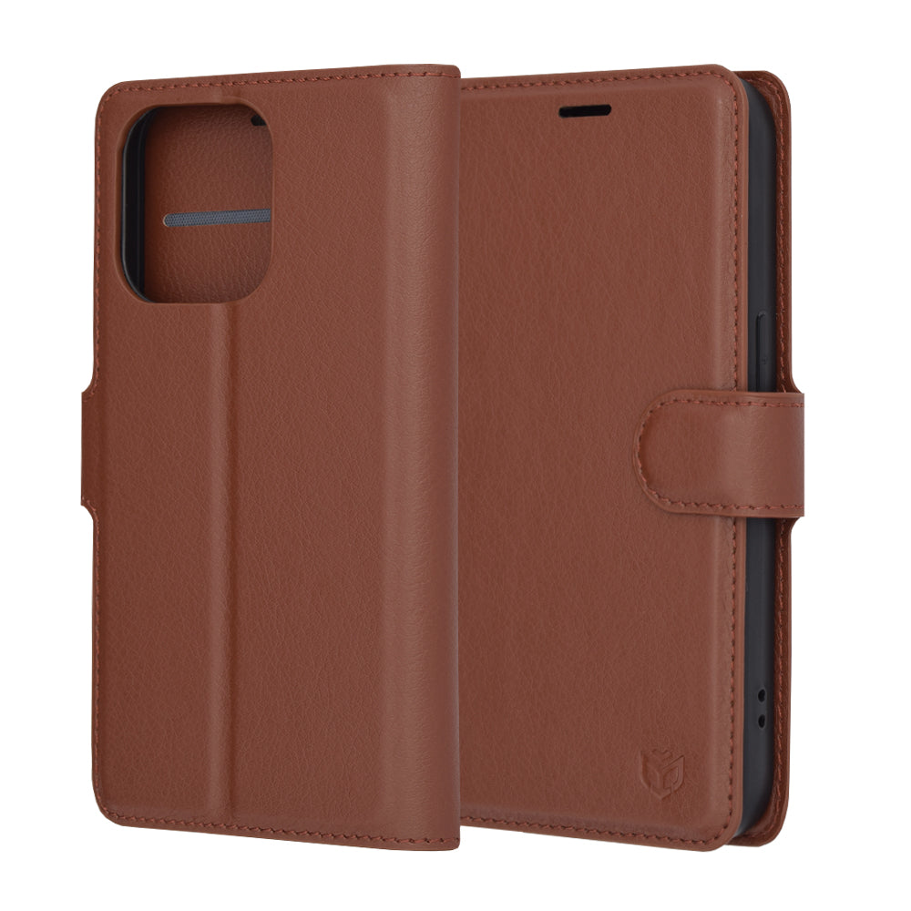 Hoes voor Apple iPhone 14 Pro, Techsuit, Leather Folio, Bruin