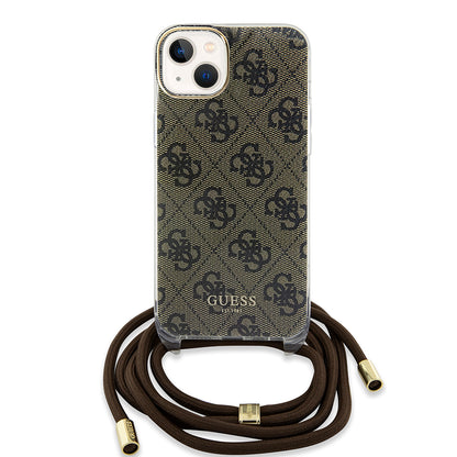 Hoes voor Apple iPhone 15, Guess, 4G IML Printed Crossbody, Bruin
