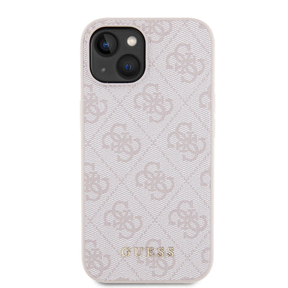 Hoes voor Apple iPhone 15, Guess, 4G Metal Gold Logo, Roze