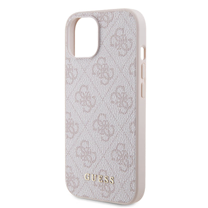 Hoes voor Apple iPhone 15, Guess, 4G Metal Gold Logo, Roze
