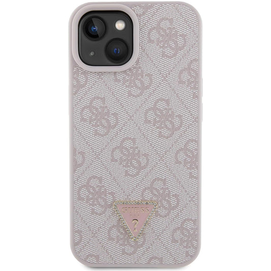 Hoes voor Apple iPhone 15, Guess, 4G Triangle Strass, Roze