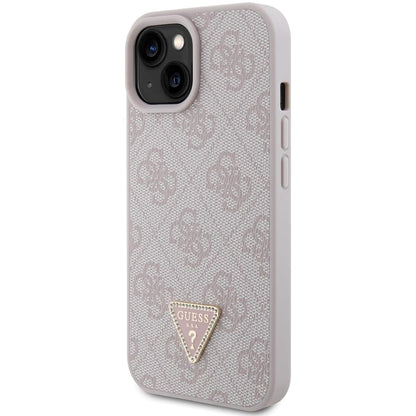 Hoes voor Apple iPhone 15, Guess, 4G Triangle Strass, Roze