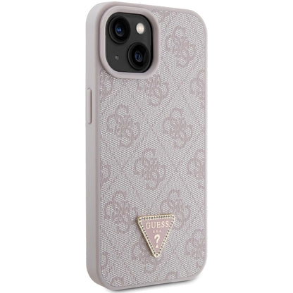 Hoes voor Apple iPhone 15, Guess, 4G Triangle Strass, Roze