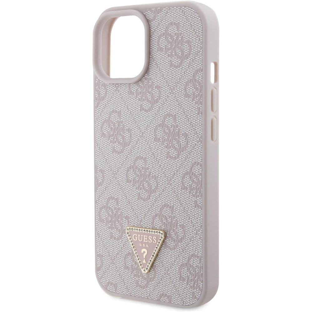 Hoes voor Apple iPhone 15, Guess, 4G Triangle Strass, Roze