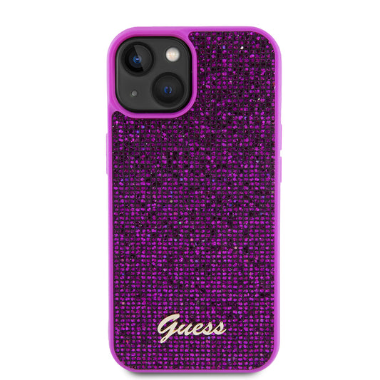 Hoes voor Apple iPhone 15, Guess, Disco Metal Script, Fuchsia