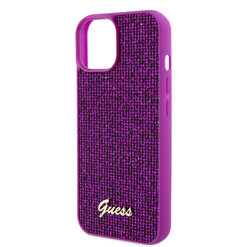 Hoes voor Apple iPhone 15, Guess, Disco Metal Script, Fuchsia