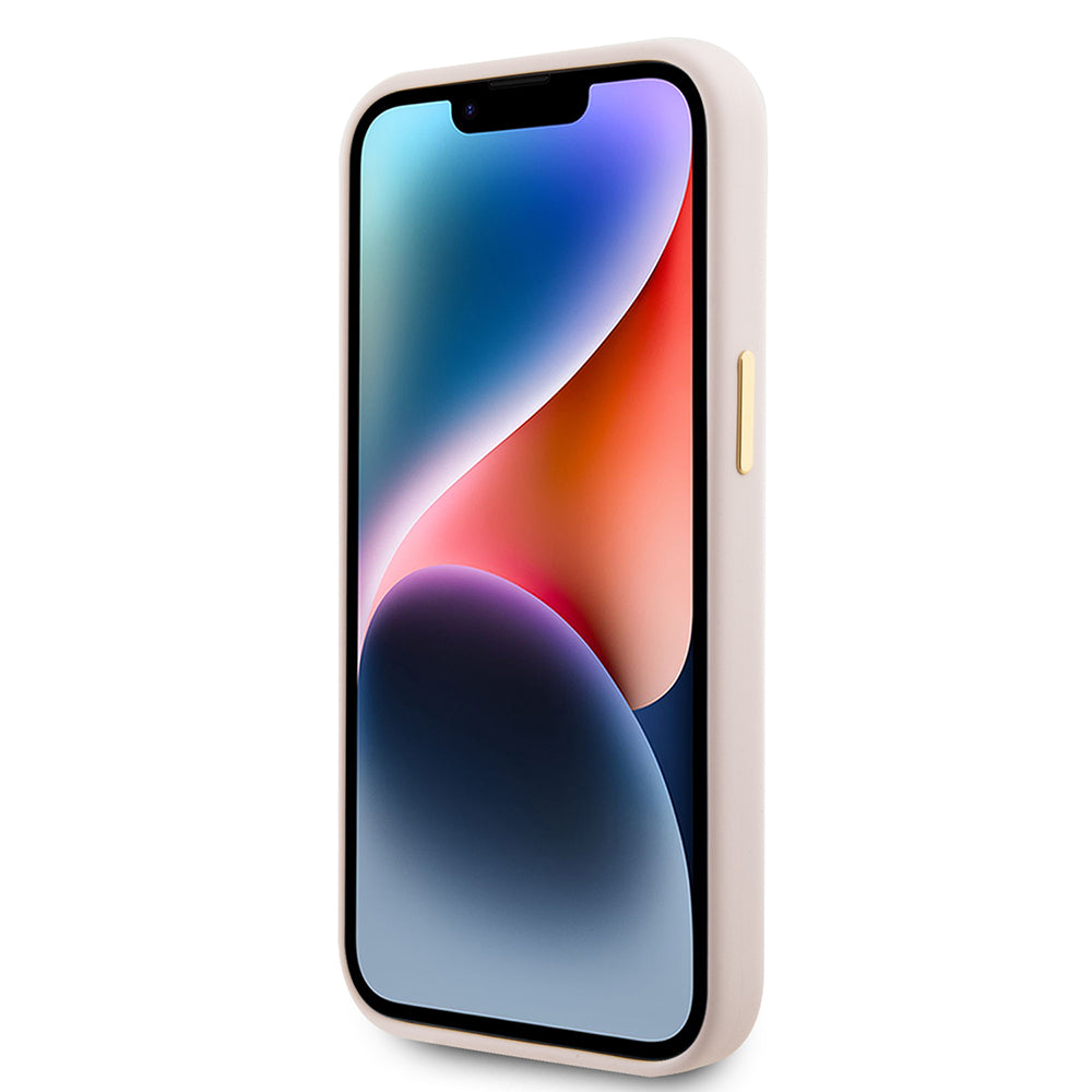 Hoesje voor Apple iPhone 15, Guess, Logo Strass 4G, Lichtroze