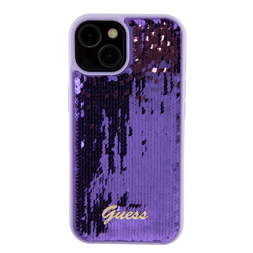 Hoes voor Apple iPhone 15, Guess, Sequin Script Metal, Paars