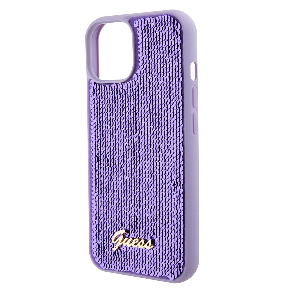 Hoes voor Apple iPhone 15, Guess, Sequin Script Metal, Paars