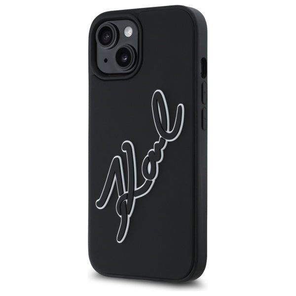 Case for Apple iPhone 15, Karl Lagerfeld, 3D Rubber Signature, Black
