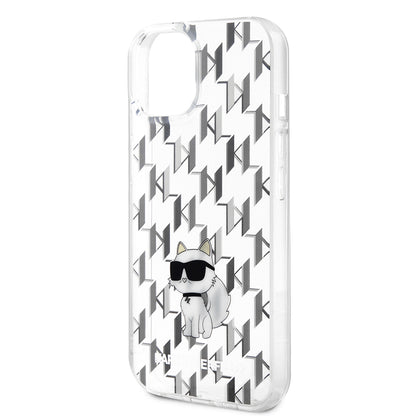 Case for Apple iPhone 15, Karl Lagerfeld, Monogram Choupette, Transparent