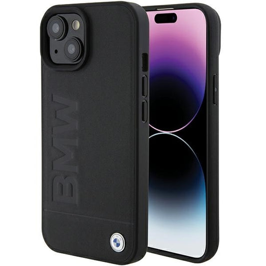 Hoes voor Apple iPhone 15 Plus, BMW, Natural Hot Stamp, Zwart